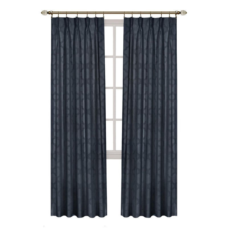 ACHIM Windsor Room Darkening Pinch Pleat Panel Window Curtains - 34 x 84 Inch (Navy) - Polyester Soft Window Panel Blackout Drapes - Pleated Window Shades for Bedroom & Living Room Home Decor - Image 1